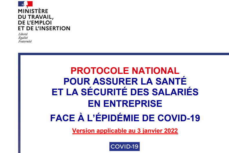 PROTOCOLE NATIONAL POUR ASSURER LA SANTÉ ET LA SÉCURITÉ DES SALARIÉS EN ENTREPRISE