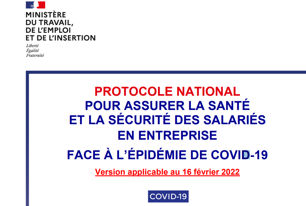 PROTOCOLE NATIONAL POUR ASSURER LA SANTÉ ET LA SÉCURITÉ DES SALARIÉS EN ENTREPRISE